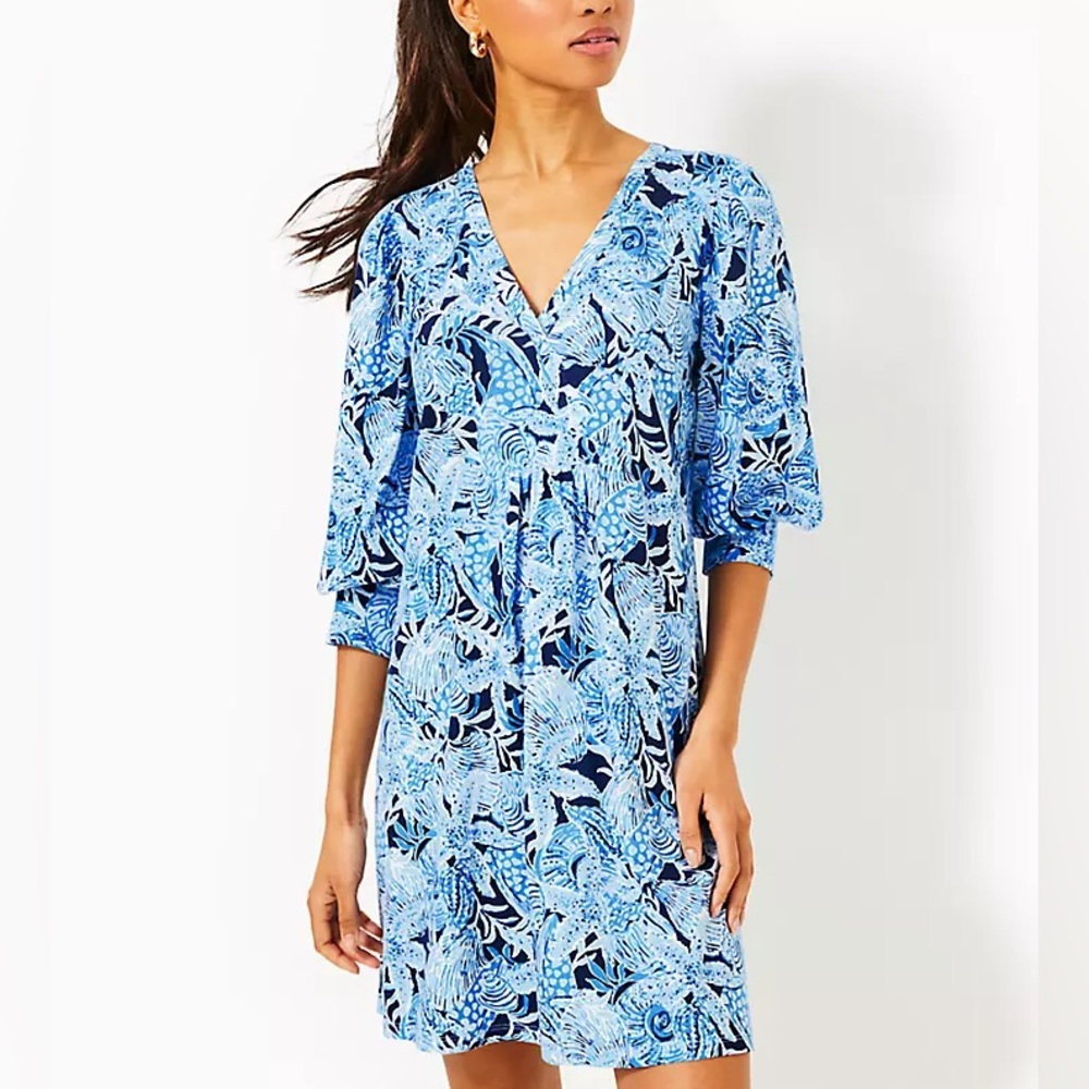 New Lilly Pulitzer Bonaire Blue Coastal Constellation Dress in Size Small